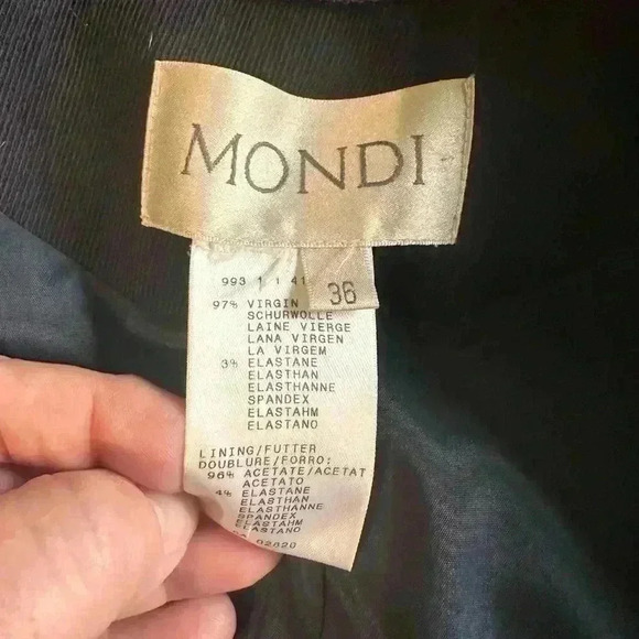 Mondi Women’s Long Coat. Navy. Button Up. Velvet Collar. Pockets. Size 4 - Picture 6 of 8